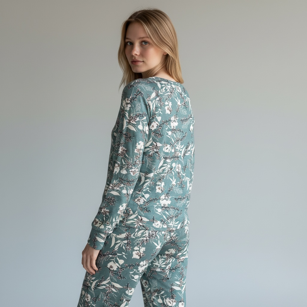 Pyjama Ringella Fleurs bleues Vue de dos