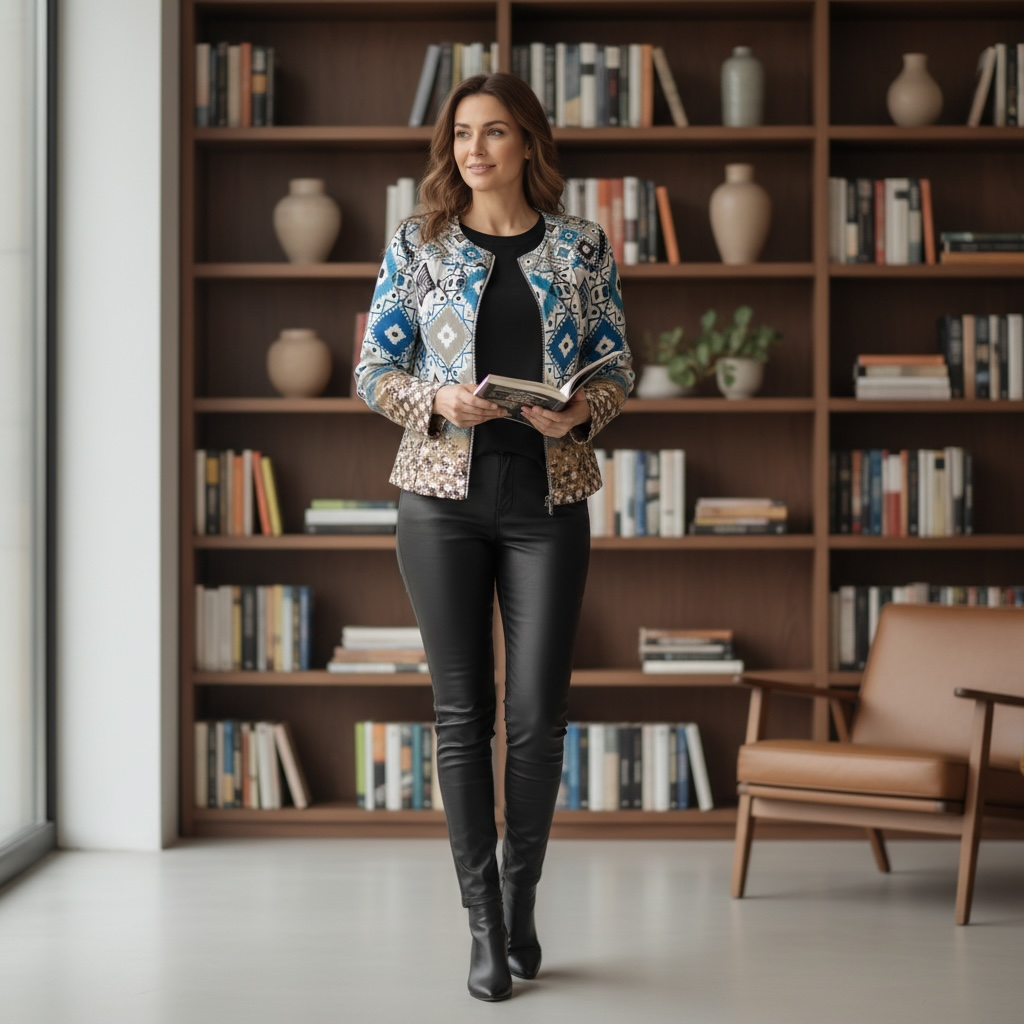 Veste Géometric portée à l'intérieur