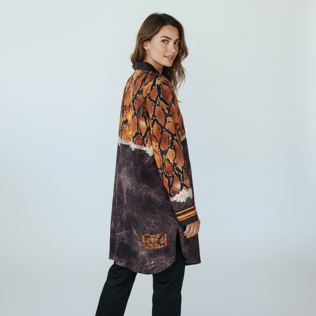 Vue arrière de la veste longue Livia