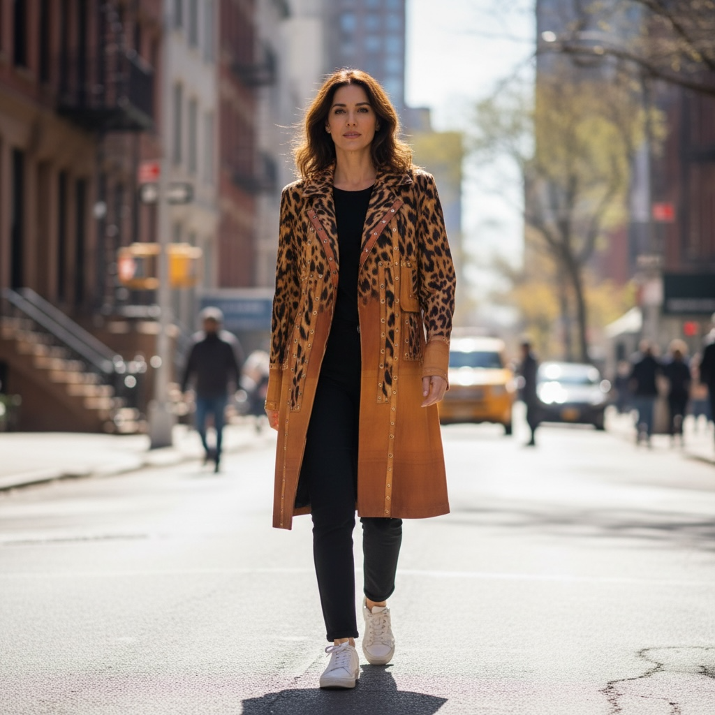 Veste Léony présentée dans la rue par notre manequin