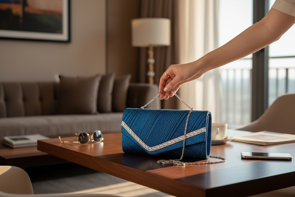 Pochette de soirée Milly bleu canard