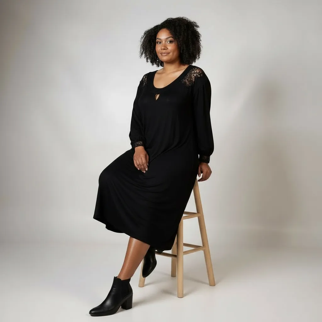 Robe Longue Dentelle Noire Élisa