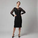 Robe Noire Broderies Étoilées Sélène