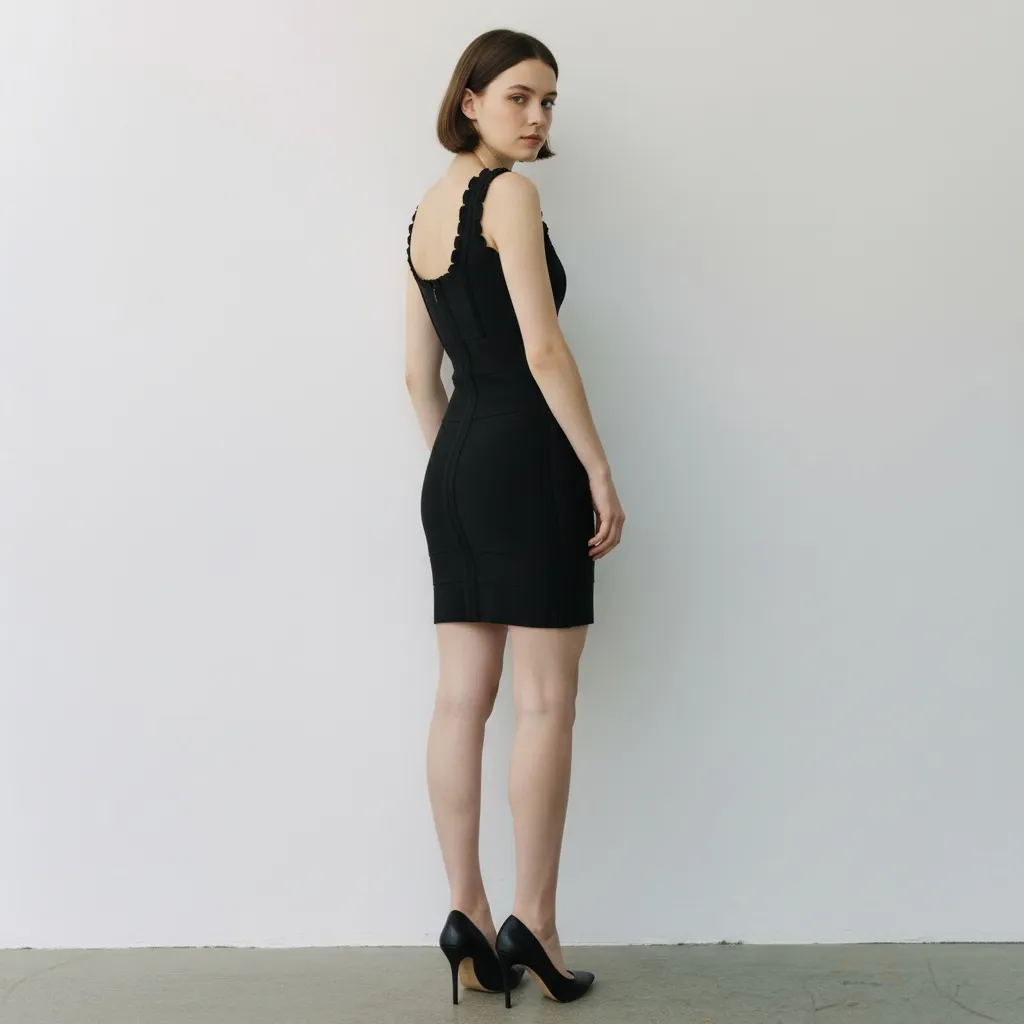 Robe Noire Corset Élégance Selma