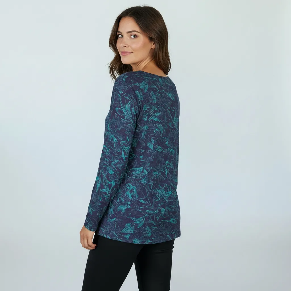 Top Feuillage Bleu Nuit