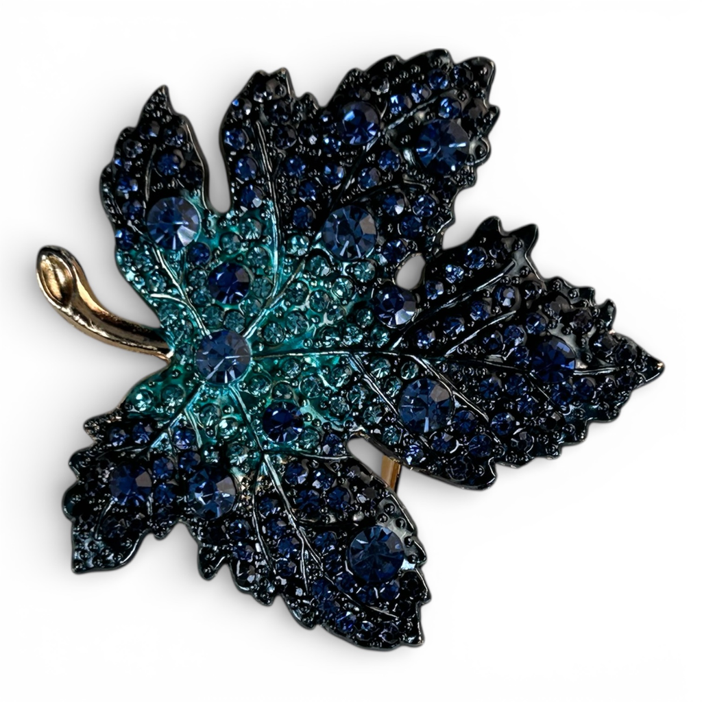 Broche Feuille bleue
