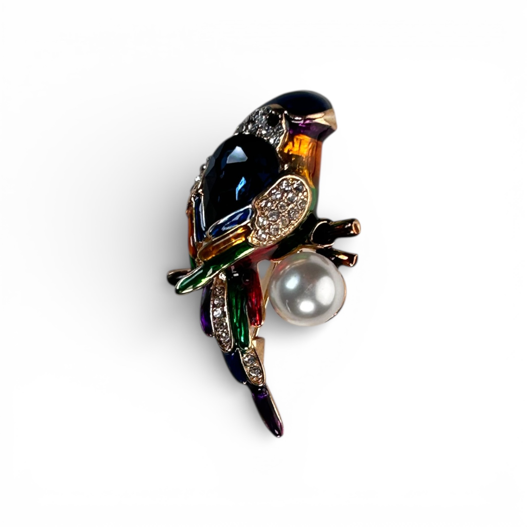 Broche Oiseau Exotique avec perle