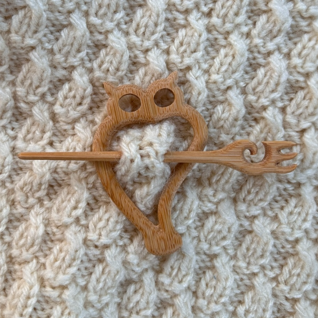 Broche Bois Hibou