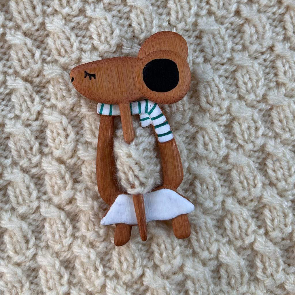 Broche Bois Souricette