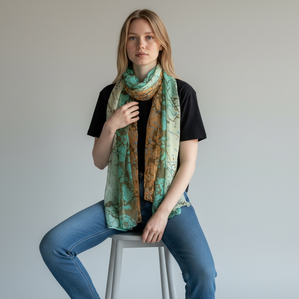 Écharpe Alizée (Orange/Vert)