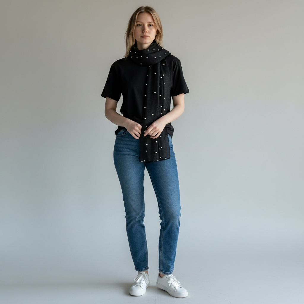 Étole Pluie de perles (Noir)