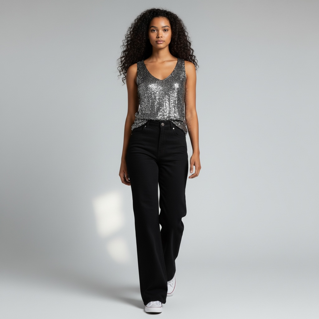 Top Ines Argenté Pailleté