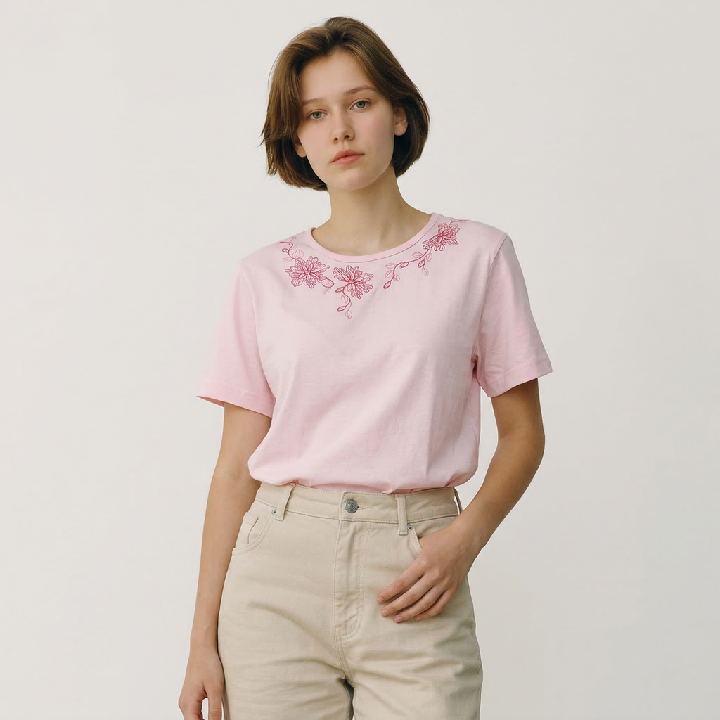 T shirt Flora Délicat (SM, Rose)