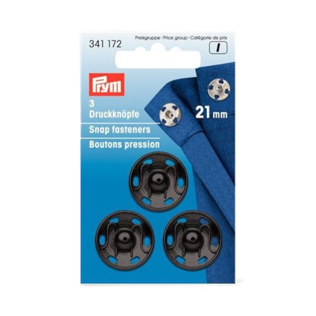 Boutons-pression métal 21 mm Prym (Noir)