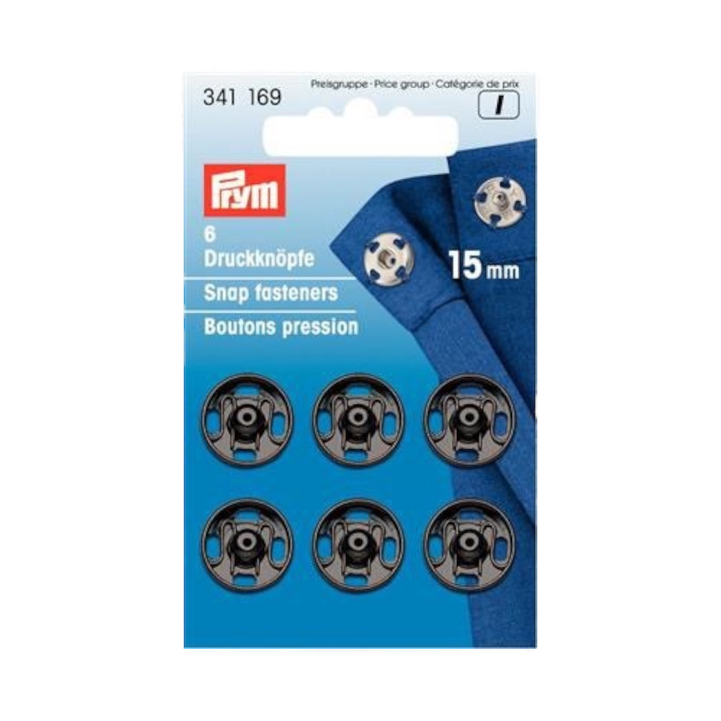 Boutons-pression métal 15 mm Prym (Noir)