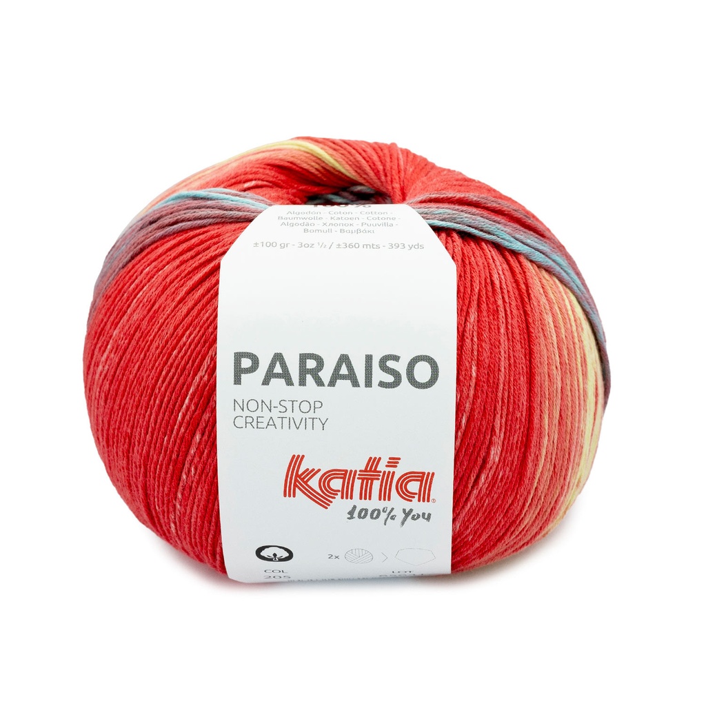 Katia Paraiso (205 Rouge jaune bleu turquoise rose)