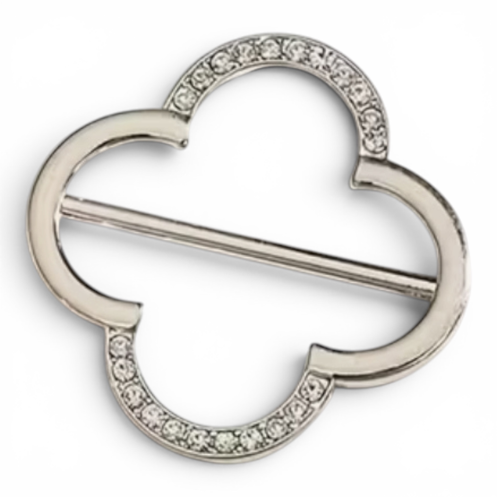 Broche Attache-Foulard Trèfle à 4 feuilles (Argent)