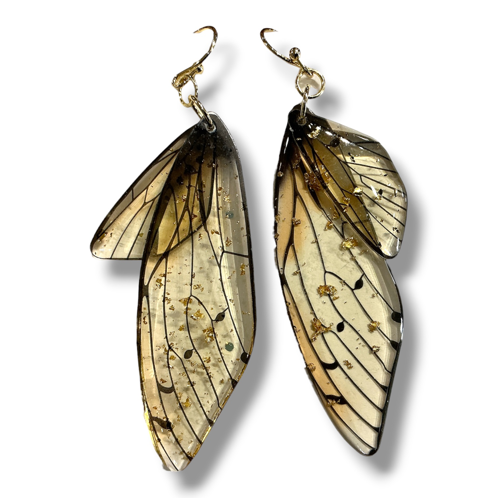 Boucles d’oreilles Ailes de Nymphes (Crochet brun)