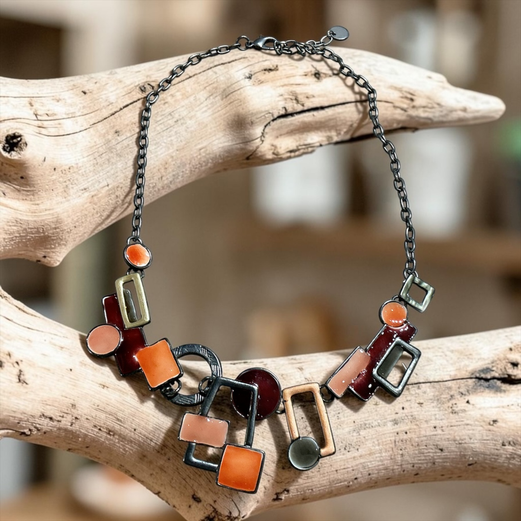 Collier tour de cou Cubique Terracotta