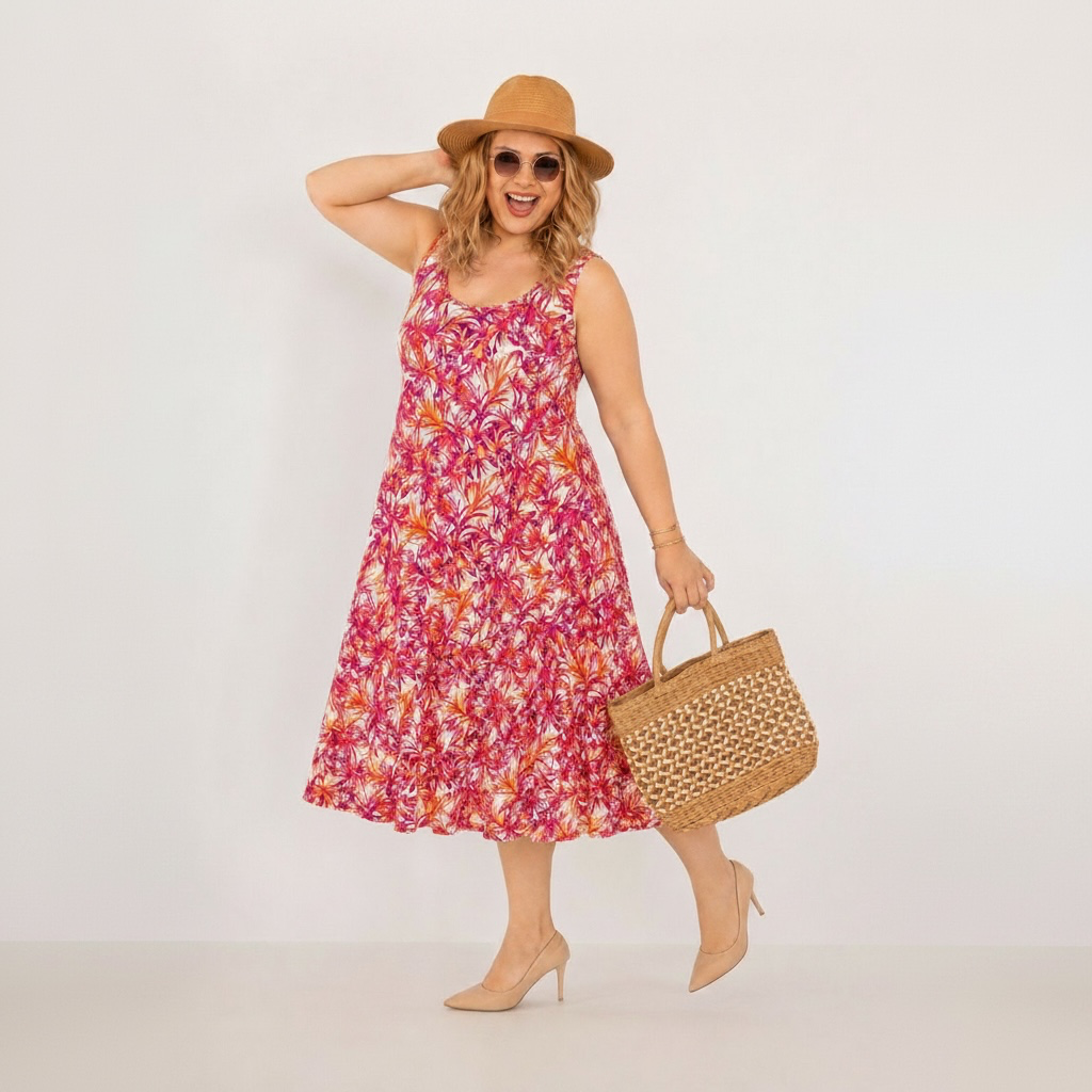 Robe Lucia- Robe fluide sans manches grande taille
