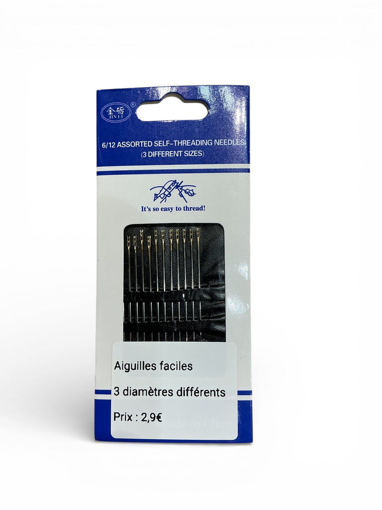 Aiguilles enfilage facile assorties