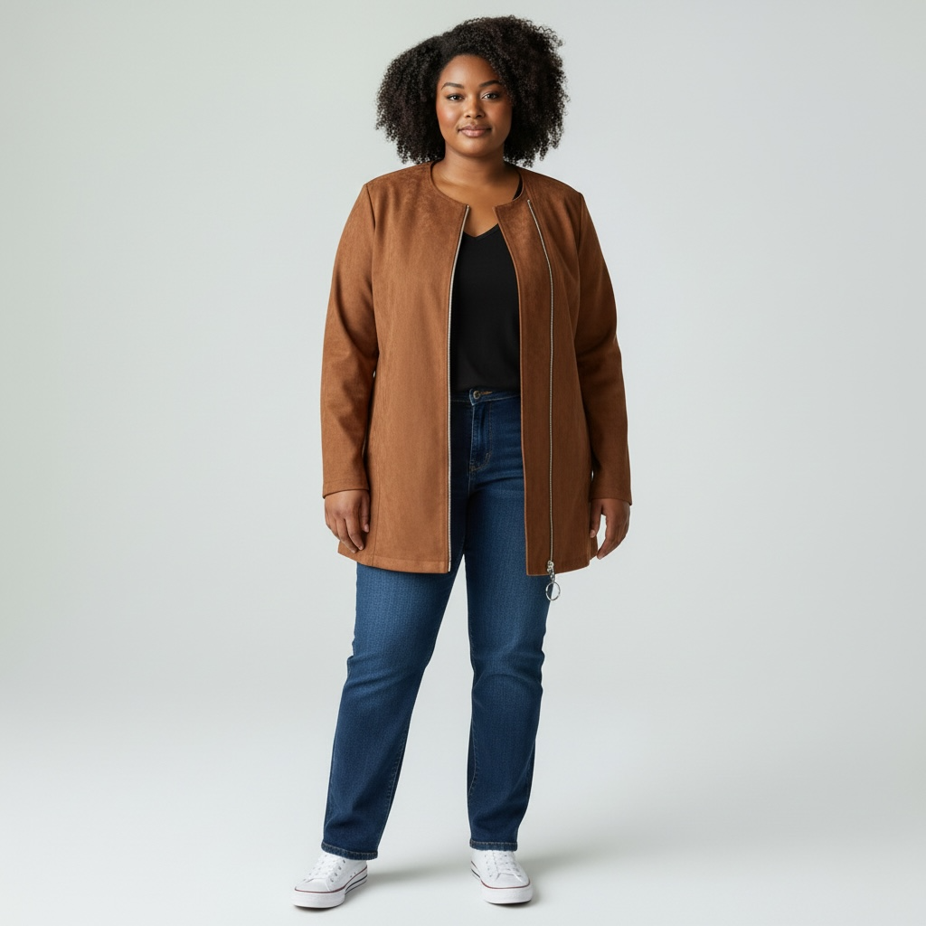 Veste 3/4 Suédine Camille (Noir, 46/48)