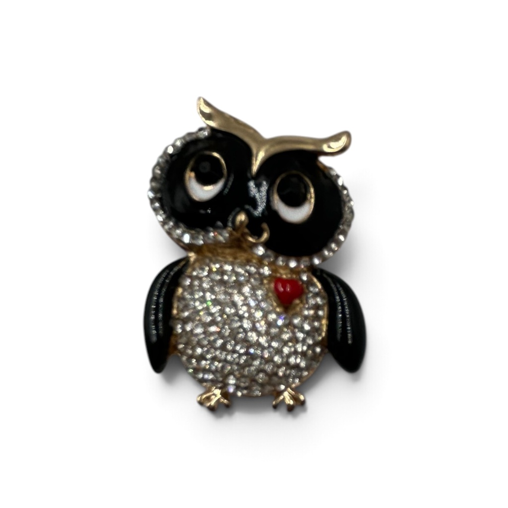 Broche Hibou en strass - Petit bijou plein de charme