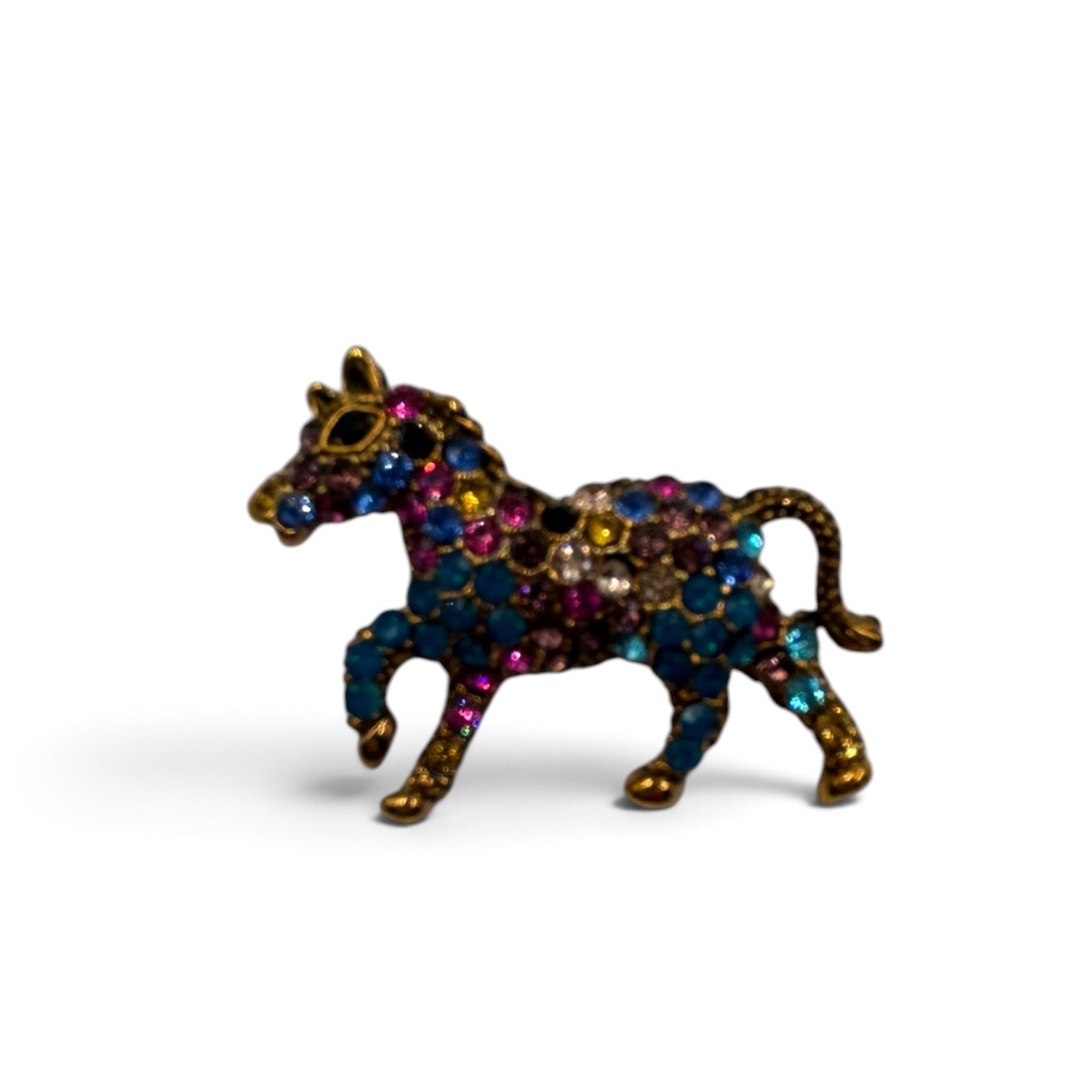 Broche Petit Cheval Strass Multicolore