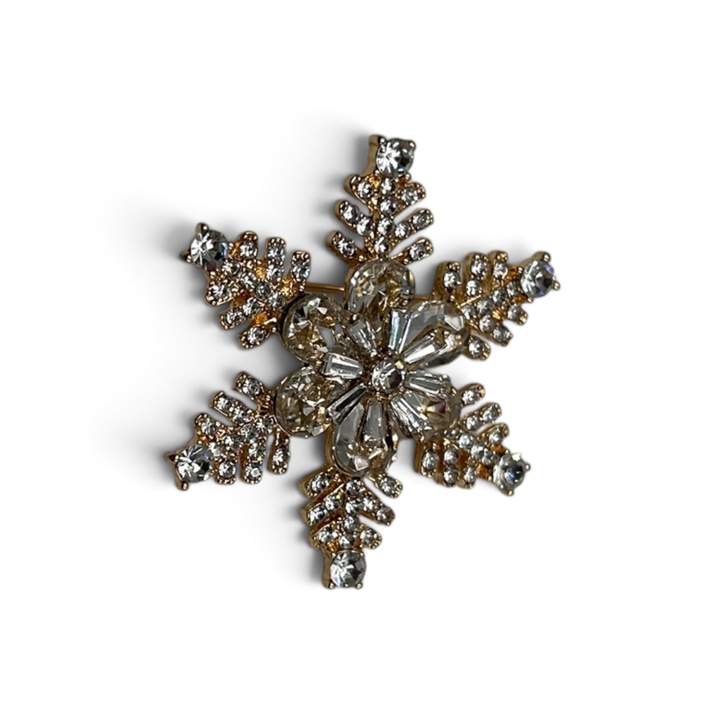 Broche Flocon de Neige Strass (Doré)