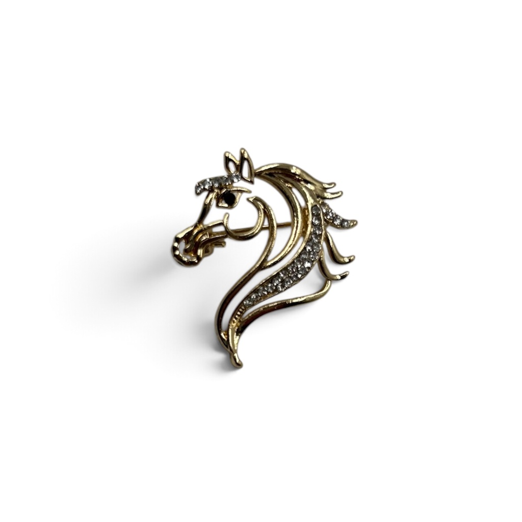 Broche Tete de Cheval Strass