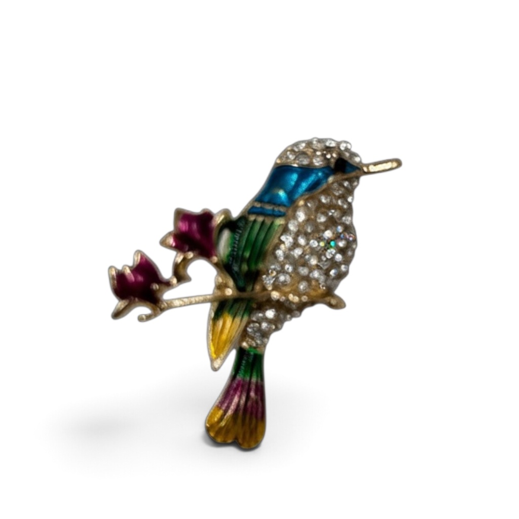 Broche Martin-Pecheur Email et Strass