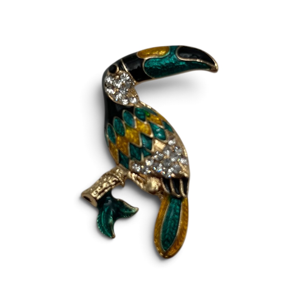 Broche Toucan Email et Strass