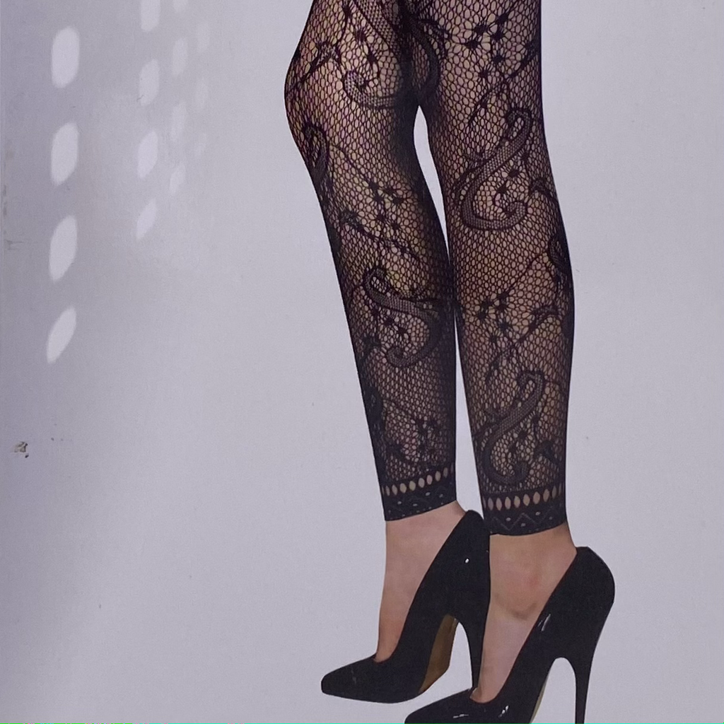 Leggings fantaisie noir à effet tatouage