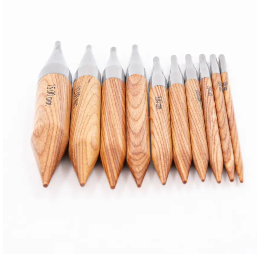 Pointes aiguilles circulaires en bois naturel PPY (8mm)