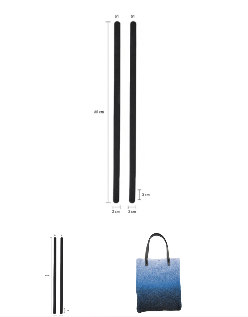 2 anses similicuir noires 60cm