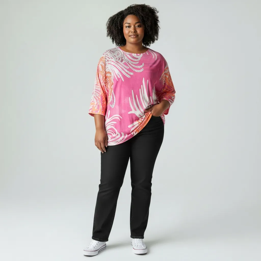 Tunique Feuillage Poudré Oversized