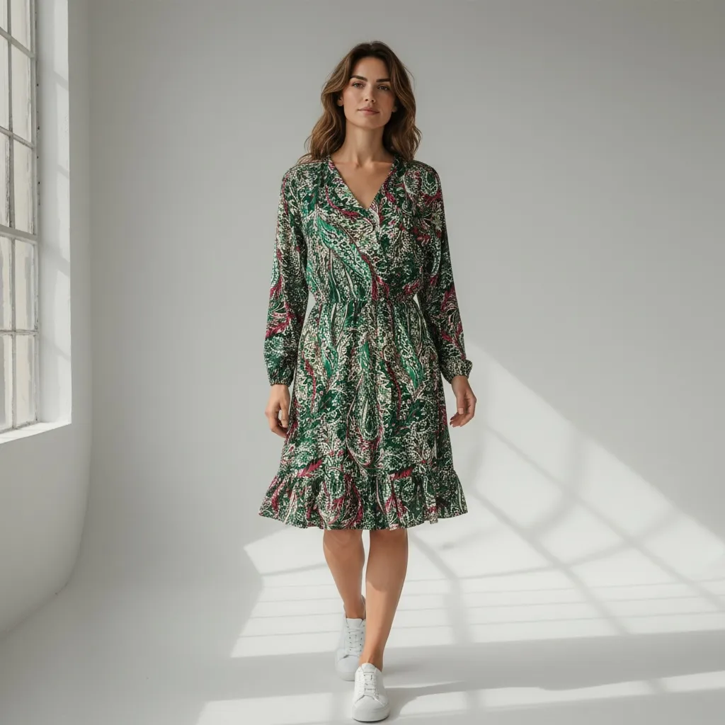 Robe Imprimée Cache-cœur Jade