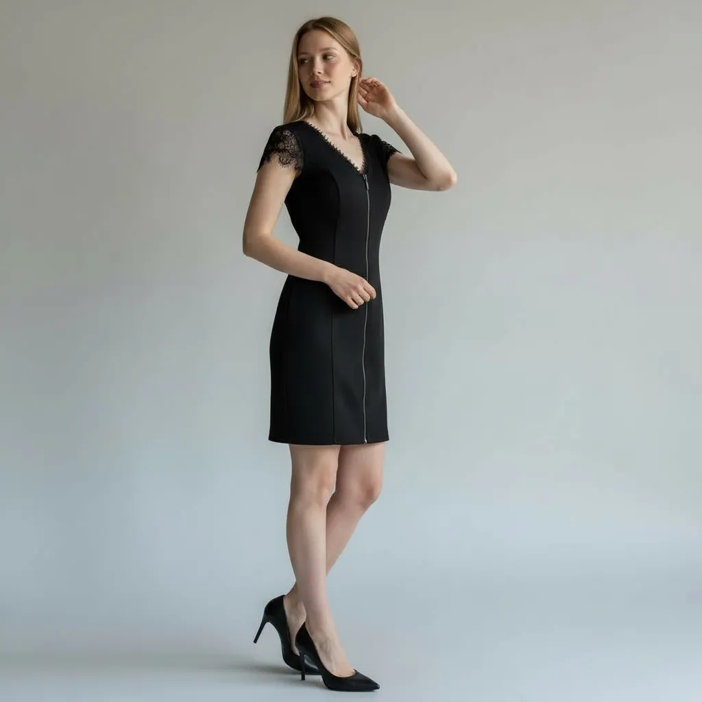 Robe Noire Rosaces Élina (38/40)