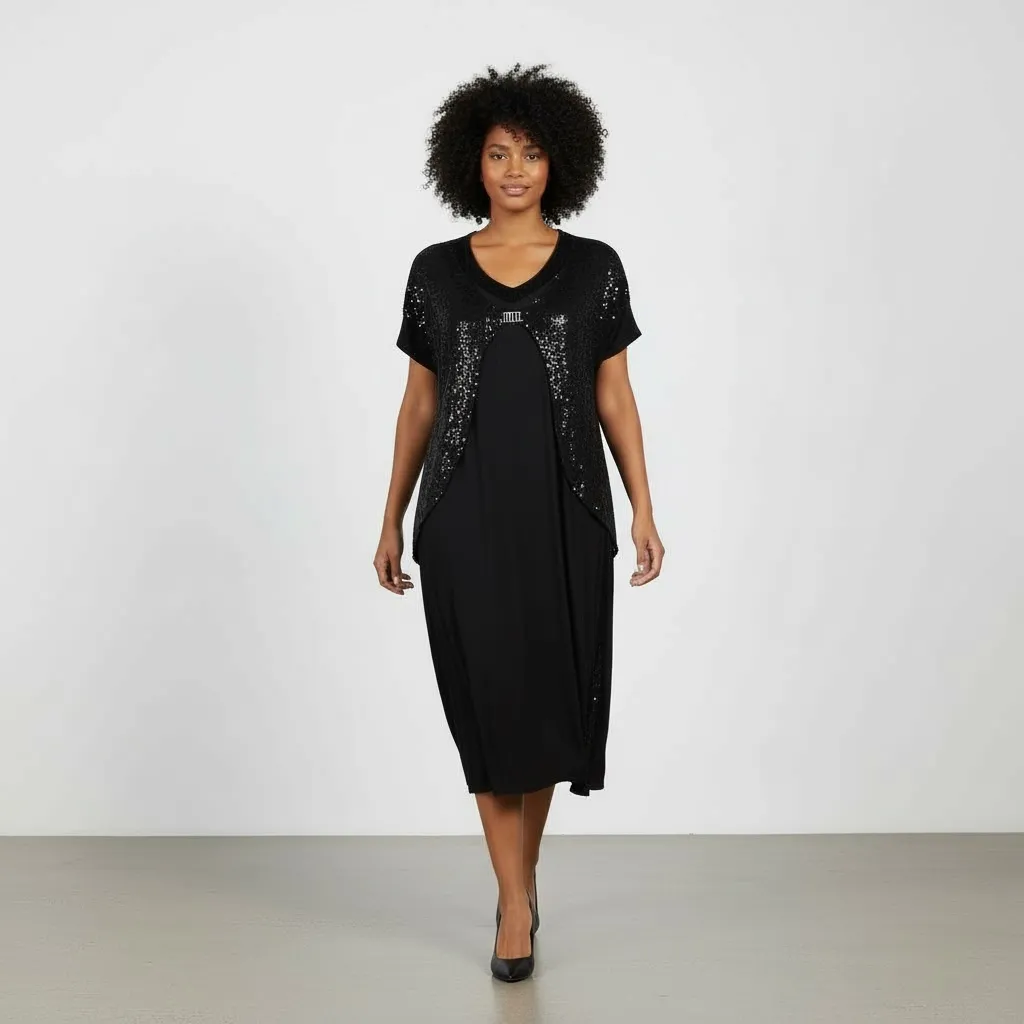Robe Noire Fluide Éclat Nocturne