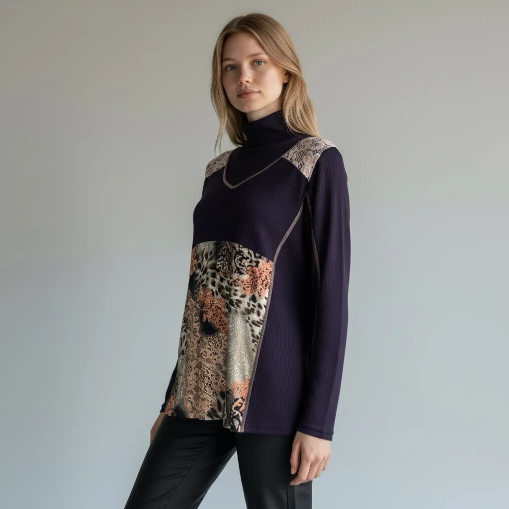 Pull Amalia Patchwork Col Montant
